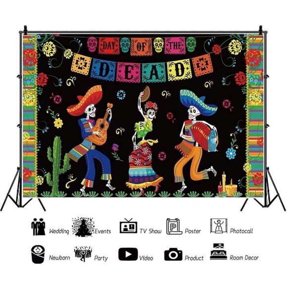 Day of the Dead photo shoot cloth backdrop/wall hanging - Picture 13 of 16